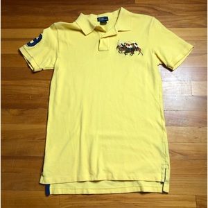 Polo Ralph Lauren Classic Yellow Polo Triple Pony Youth Sz 16/18